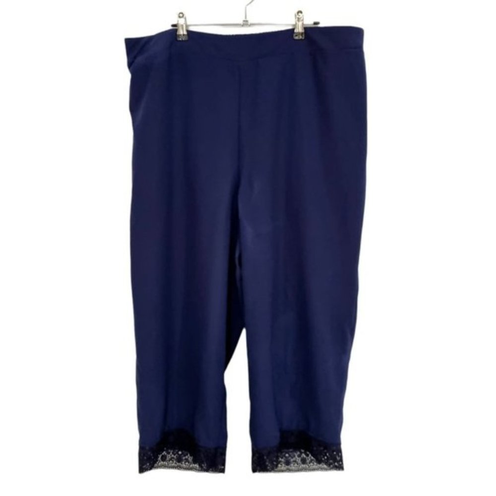 AUTOGRAPH Navy Work It Lace Trim Smart Pants Plus Size 18 New With Tags